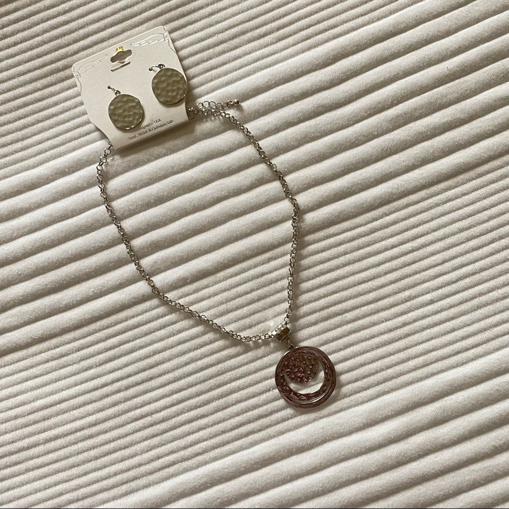 Silver Necklace and Earring Set